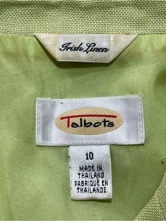 Talbots Lime Green Irish Linen Blazer Jacket Womens Size 10 Lightweight Vintage - Picture 5 of 10
